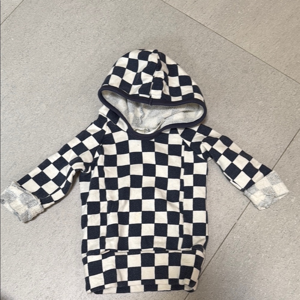 Kids Black & White Checkerboard Hooded Sweatshirt